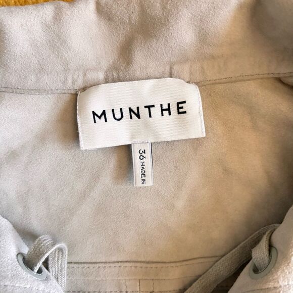 MUNTHE 100% Suede Leather Lace-up Shirt Size 36 - Picture 4 of 10